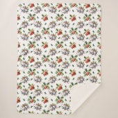 ヴィンテージクリスマスホリデーシルバーベルズアンドホリー シェルパブランケット (正面)