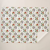 ヴィンテージクリスマスホリデーシルバーベルズアンドホリー シェルパブランケット (正面(横))