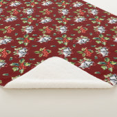 ヴィンテージクリスマスホリデーシルバーベルズアンドホリー シェルパブランケット (3/4)