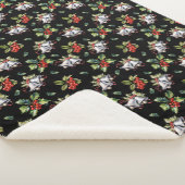 ヴィンテージクリスマスホリデーシルバーベルズアンドホリー シェルパブランケット (3/4)