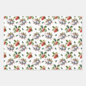 ヴィンテージクリスマスホリデーシルバーベルズアンドホリー ラッピングペーパーシート (正面2)