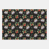 ヴィンテージクリスマスホリデーシルバーベルズアンドホリー ラッピングペーパーシート (正面)