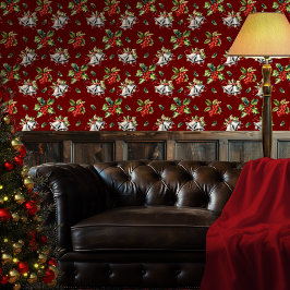 ヴィンテージクリスマスホリデーシルバーベルズアンドホリー 壁紙