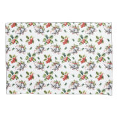 ヴィンテージクリスマスホリデーシルバーベルズアンドホリー 枕カバー (正面)