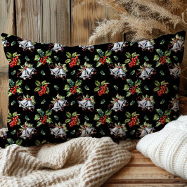 ヴィンテージクリスマスホリデーシルバーベルズアンドホリー 枕カバー