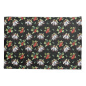 ヴィンテージクリスマスホリデーシルバーベルズアンドホリー 枕カバー (裏面)