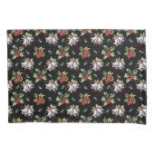 ヴィンテージクリスマスホリデーシルバーベルズアンドホリー 枕カバー (正面)