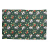 ヴィンテージクリスマスホリデーシルバーベルズアンドホリー 枕カバー (裏面)