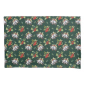 ヴィンテージクリスマスホリデーシルバーベルズアンドホリー 枕カバー (正面)