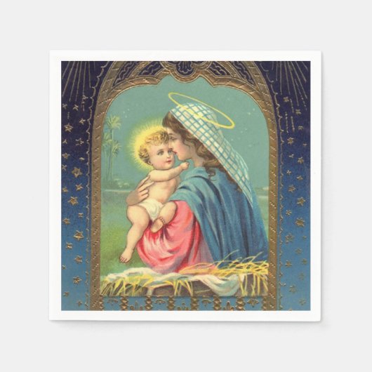 ヴィンテージクリスマスホリデーシーン紙ナプキン スタンダードカクテルナプキン (正面)