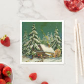 ヴィンテージクリスマスホリデーシーン紙ナプキン スタンダードカクテルナプキン (インサイチュ)