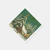 ヴィンテージクリスマスホリデーシーン紙ナプキン スタンダードカクテルナプキン (角)