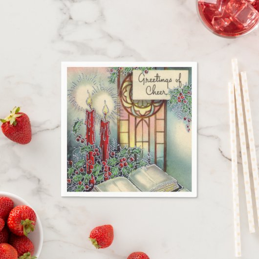 ヴィンテージクリスマスホリデーチャーチパーティーナプキン スタンダードカクテルナプキン (インサイチュ)