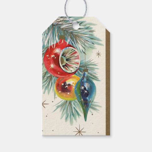 ヴィンテージクリスマスホリデーバルブパーティー追加の名前タグ ギフトタグ (正面)