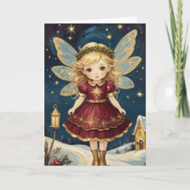 ヴィンテージクリスマスホリデーフェアリーパーソナライズされた文字 カード