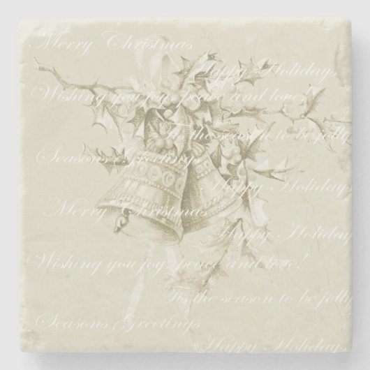 ヴィンテージクリスマスホリデーベルニュートラル ストーンコースター (正面)