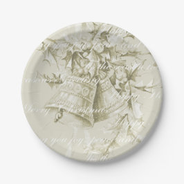 ヴィンテージクリスマスホリデーベルニュートラル ペーパープレート