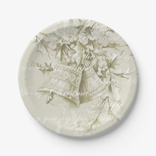 ヴィンテージクリスマスホリデーベルニュートラル ペーパープレート (正面)
