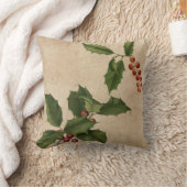 ヴィンテージクリスマスホリデーホリーリーフ離れ クッション (ブランケット)