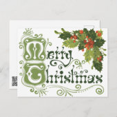 ヴィンテージクリスマスホリデーポストカード シーズンポストカード (正面/裏面)