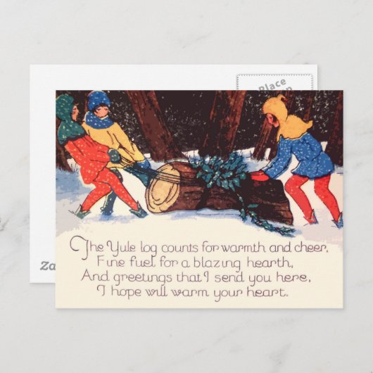 ヴィンテージクリスマスホリデーポストカード シーズンポストカード (正面/裏面)