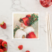 ヴィンテージクリスマスホリデーレディパーティーナプキン スタンダードカクテルナプキン (インサイチュ)