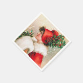 ヴィンテージクリスマスホリデーレディパーティーナプキン スタンダードカクテルナプキン (角)