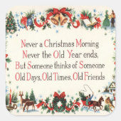 ヴィンテージクリスマスホリデー詩のシール スクエアシール (正面)