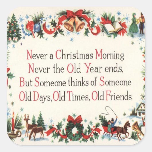 ヴィンテージクリスマスホリデー詩のシール スクエアシール (正面)