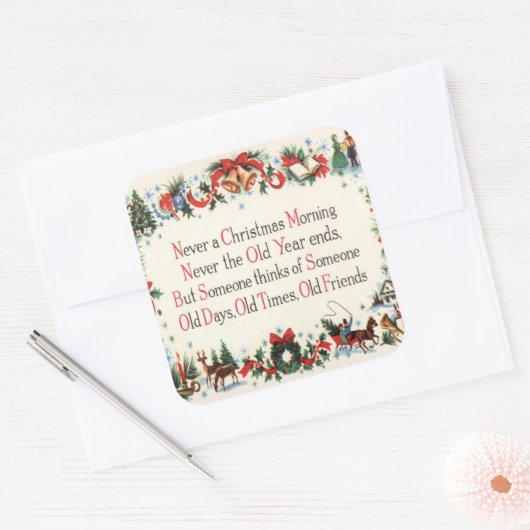 ヴィンテージクリスマスホリデー詩のシール スクエアシール (封筒)