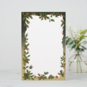 ヴィンテージクリスマスホリビクトリアンー葉ズベリー 便箋 (スタンド正面)