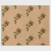 ヴィンテージクリスマスホリーとベリー ラッピングペーパー (フラット)