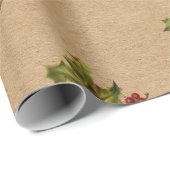 ヴィンテージクリスマスホリーとベリー ラッピングペーパー (ロールコーナー)