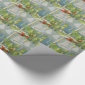 ヴィンテージクリスマスホリーとベル ラッピングペーパー (角)