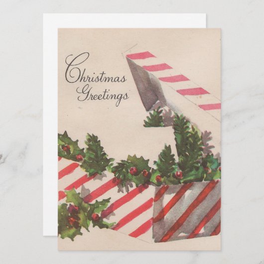 ヴィンテージクリスマスホリープレゼント シーズンカード (正面/裏面)
