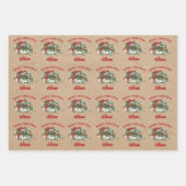 ヴィンテージクリスマスホリーベリー名前をカスタムするクラフト ラッピングペーパーシート (正面2)