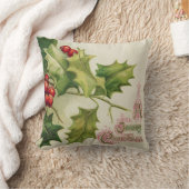 ヴィンテージクリスマスホリーホームデコールピロー クッション (ブランケット)