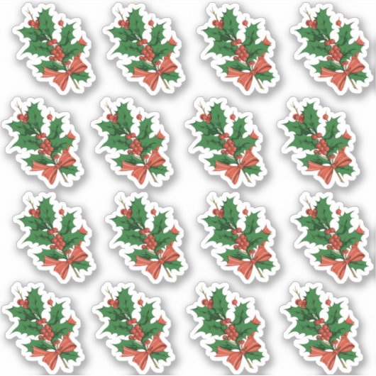 ヴィンテージクリスマスホリーボウ封筒用シール シール (正面)