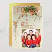 ヴィンテージクリスマスホリーラウンドファミリーフォト シーズンカード (正面/裏面)
