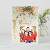 ヴィンテージクリスマスホリーラウンドファミリーフォト シーズンカード (スタンド正面)