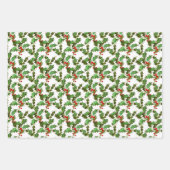 ヴィンテージクリスマスホリーラッピング紙シート ラッピングペーパーシート (正面)