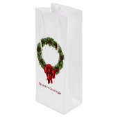 ヴィンテージクリスマスホリーリースとベリー ワインギフトバッグ (裏面アングル)
