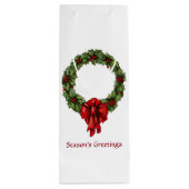 ヴィンテージクリスマスホリーリースとベリー ワインギフトバッグ (裏面)