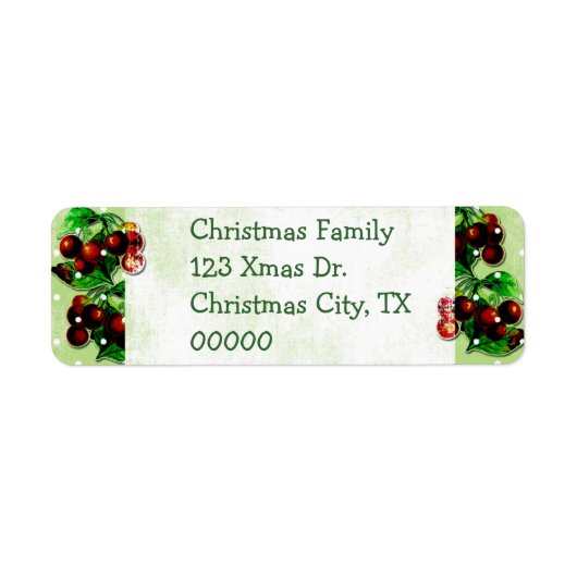 ヴィンテージクリスマスホリー差出人住所ラベル ラベル (正面)