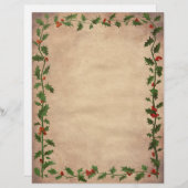 ヴィンテージクリスマスホリー無地の筆記用紙 (正面/裏面)