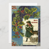 ヴィンテージクリスマスホリー&ガール シーズンカード (正面/裏面)
