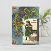 ヴィンテージクリスマスホリー&ガール シーズンカード (スタンド正面)