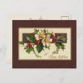 ヴィンテージクリスマスホリー シーズンポストカード (正面/裏面)