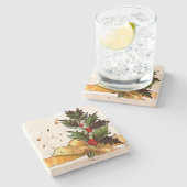 ヴィンテージクリスマスホリー ストーンコースター (横)