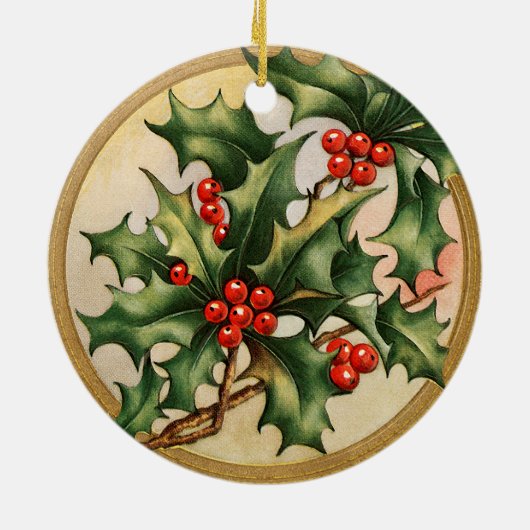 ヴィンテージクリスマスホリー セラミックオーナメント (裏面)